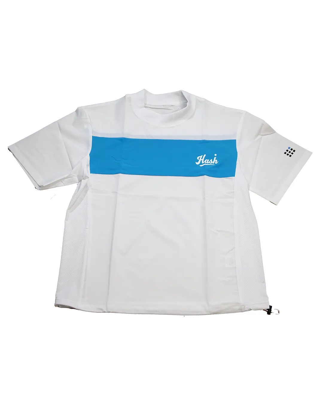 モックネック ホワイト×ブルー